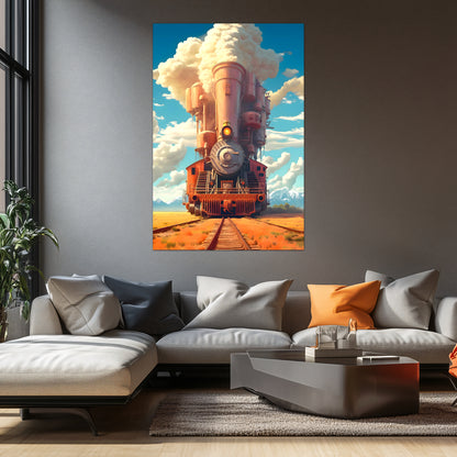 Steampunk Train Poster – Buffalo | Awe-Inspiring Wall Art for Sci-Fi & Fantasy Train Enthusiasts | Unique and Exclusive Artwork
