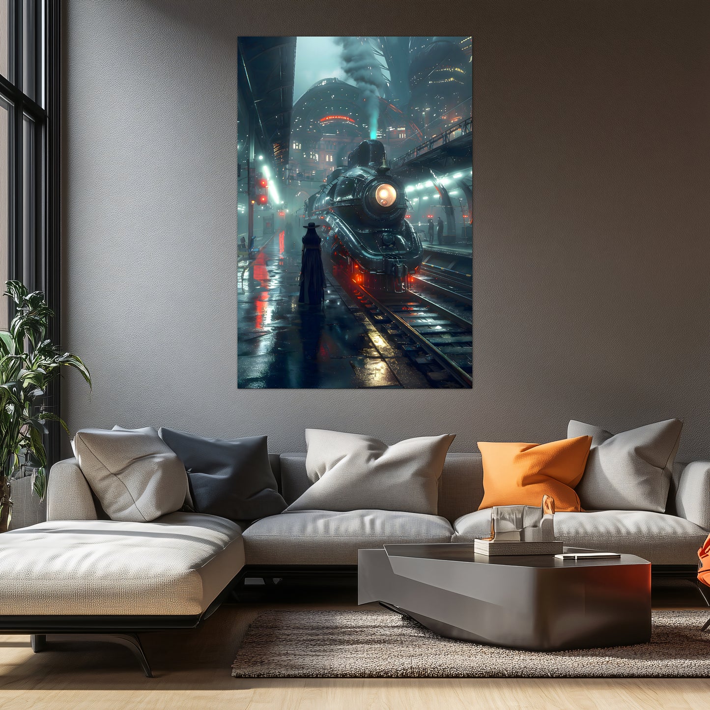 Dystopia Train Poster – Solarwind Express | Awe-Inspiring Wall Art for Sci-Fi & Fantasy Train Enthusiasts | Unique and Exclusive Artwork