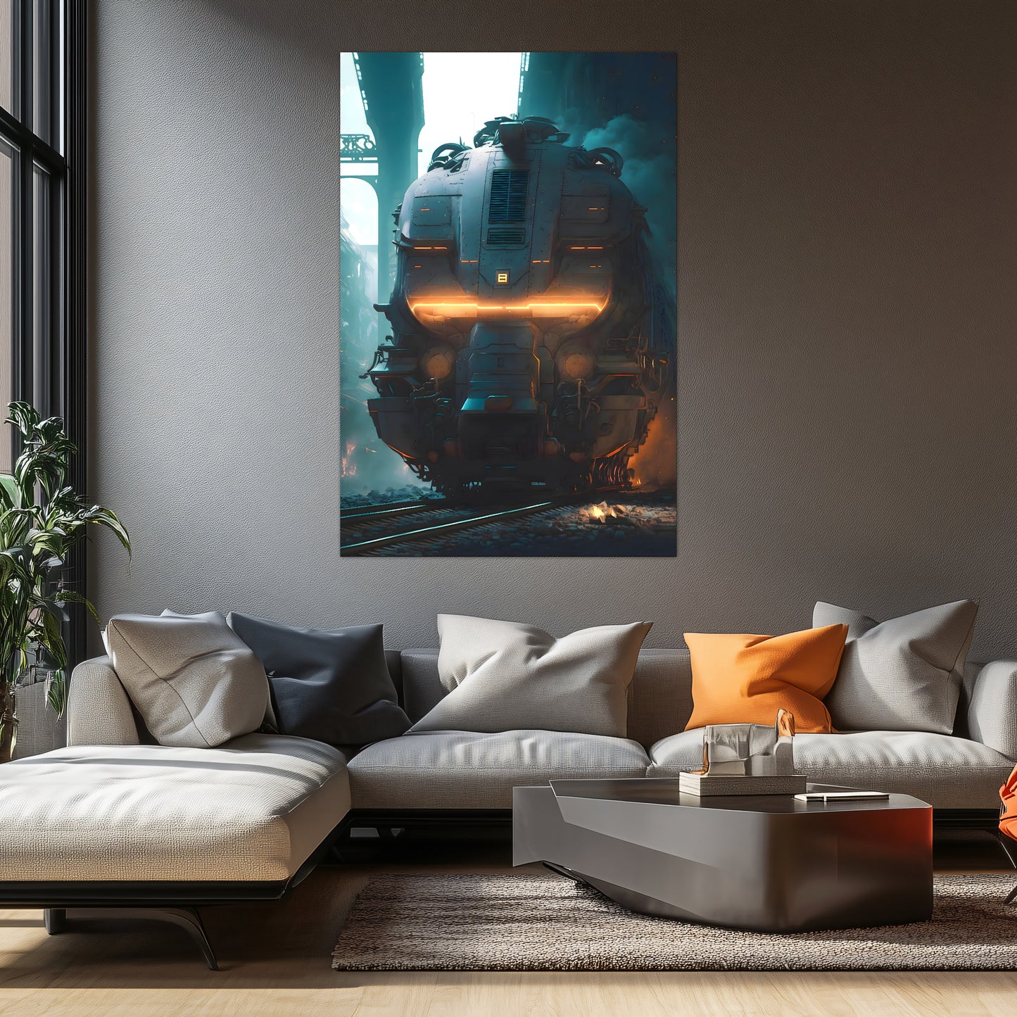 Cyberpunk Train Poster – Dreadpulse  Omnihauler | Awe-Inspiring Wall Art for Sci-Fi & Fantasy Train Enthusiasts | Unique and Exclusive Artwork