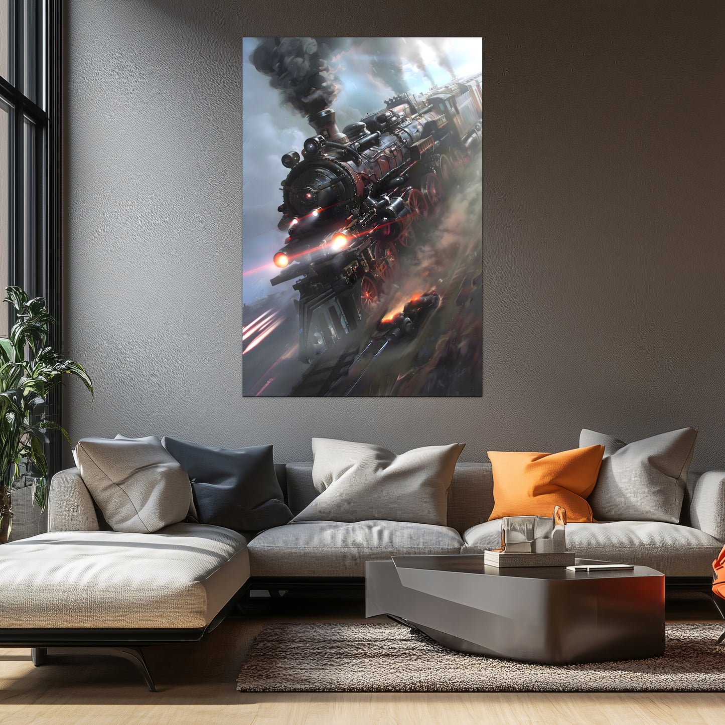 Steampunk Train Poster – Blitzfire Express | Awe-Inspiring Wall Art for Sci-Fi & Fantasy Train Enthusiasts | Unique and Exclusive Artwork
