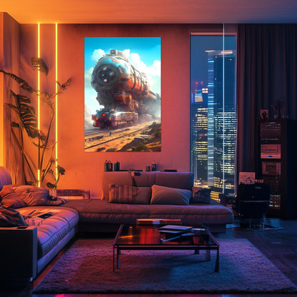 Post-Apocalyptic Train Poster – Arcanum Carrier | Awe-Inspiring Wall Art for Sci-Fi & Fantasy Train Enthusiasts | Unique and Exclusive Artwork