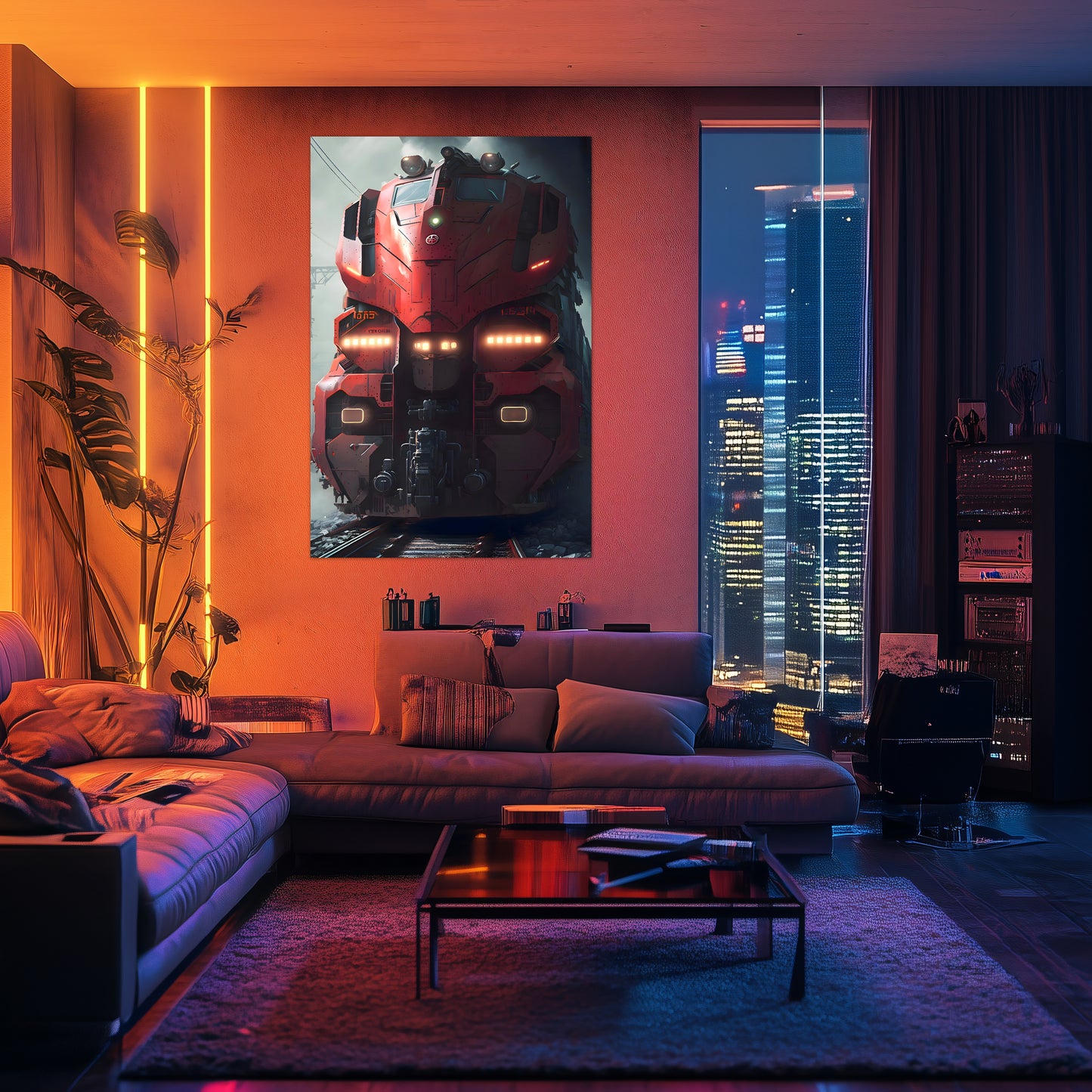 Diesel Train Poster – Crimson Thunderclad | Awe-Inspiring Wall Art for Sci-Fi & Fantasy Train Enthusiasts | Unique and Exclusive Artwork
