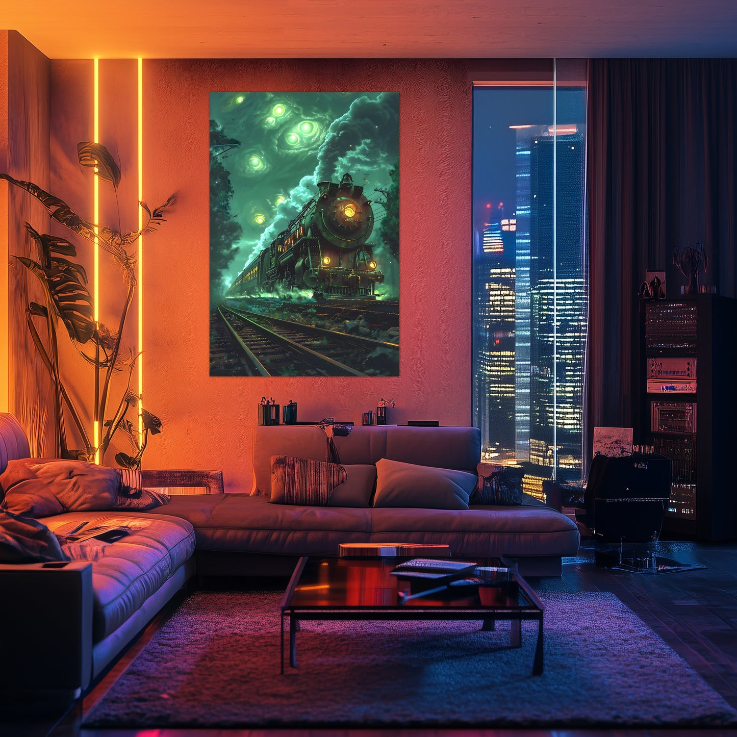 Fantasy Train Poster – The Emerald Phantom | Awe-Inspiring Wall Art for Sci-Fi & Fantasy Train Enthusiasts | Unique and Exclusive Artwork