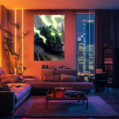 Zombie Train Poster – Shadowbane Revenant | Awe-Inspiring Wall Art for Sci-Fi & Fantasy Train Enthusiasts | Unique and Exclusive Artwork