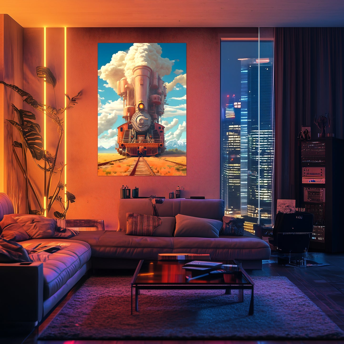 Steampunk Train Poster – Buffalo | Awe-Inspiring Wall Art for Sci-Fi & Fantasy Train Enthusiasts | Unique and Exclusive Artwork
