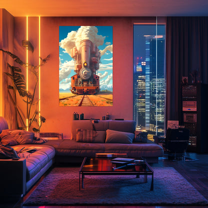 Steampunk Train Poster – Buffalo | Awe-Inspiring Wall Art for Sci-Fi & Fantasy Train Enthusiasts | Unique and Exclusive Artwork