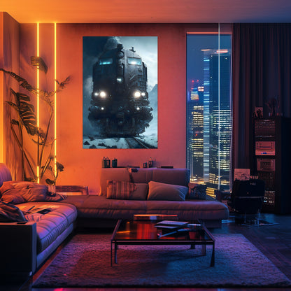 Diesel Train Poster – Frostbreaker Jugger | Awe-Inspiring Wall Art for Sci-Fi & Fantasy Train Enthusiasts | Unique and Exclusive Artwork