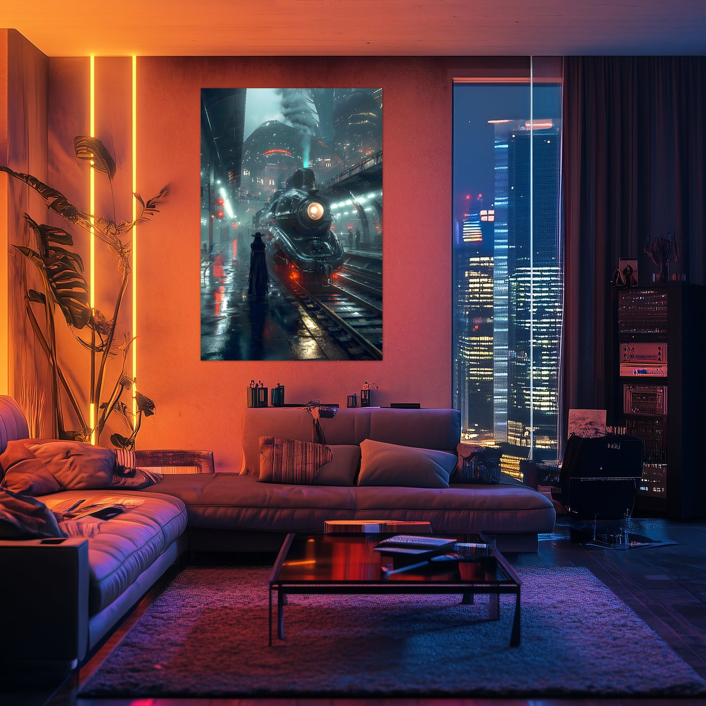 Dystopia Train Poster – Solarwind Express | Awe-Inspiring Wall Art for Sci-Fi & Fantasy Train Enthusiasts | Unique and Exclusive Artwork