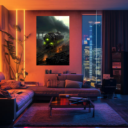 Zombie Train Poster – Dreadcrave Collector | Awe-Inspiring Wall Art for Sci-Fi & Fantasy Train Enthusiasts | Unique and Exclusive Artwork
