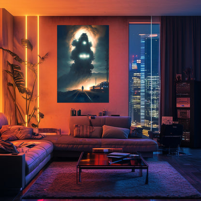Post-Apocalyptic Train Poster – The Unyielding Monolith | Awe-Inspiring Wall Art for Sci-Fi & Fantasy Train Enthusiasts | Unique and Exclusive Artwork