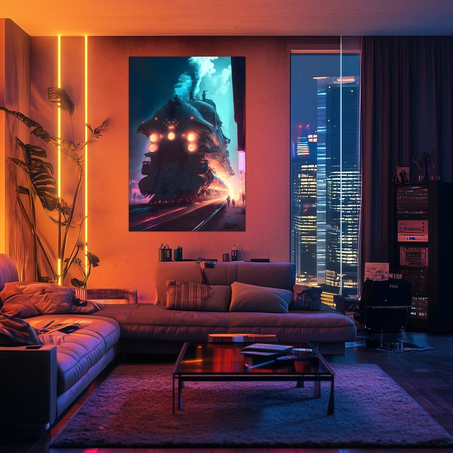 Cyberpunk Train Poster – Chromeshell Nightcrawler | Awe-Inspiring Wall Art for Sci-Fi & Fantasy Train Enthusiasts | Unique and Exclusive Artwork