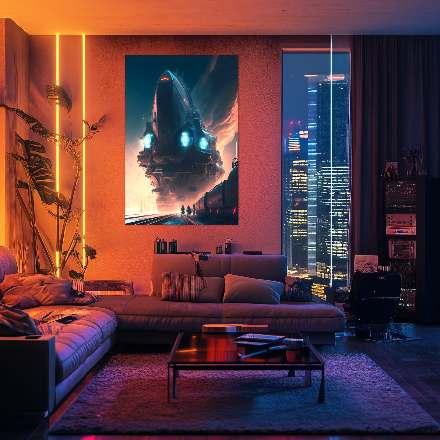 Cyberpunk Train Poster – Hyperion Elysian Metrocore | Awe-Inspiring Wall Art for Sci-Fi & Fantasy Train Enthusiasts | Unique and Exclusive Artwork