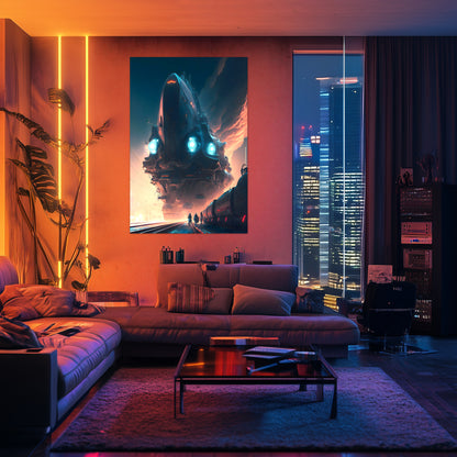Cyberpunk Train Poster – Hyperion Elysian Metrocore | Awe-Inspiring Wall Art for Sci-Fi & Fantasy Train Enthusiasts | Unique and Exclusive Artwork