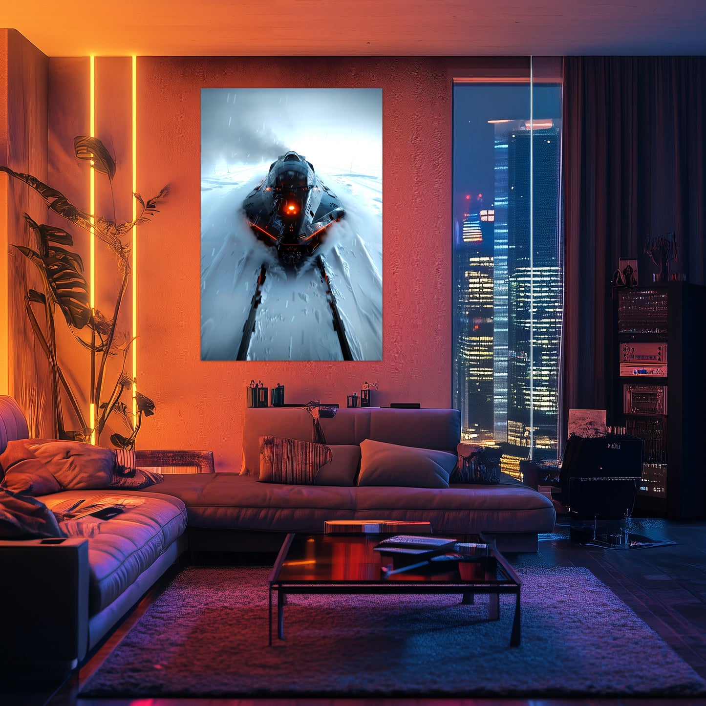 Cyberpunk Train Poster – The Demon's Dagger | Awe-Inspiring Wall Art for Sci-Fi & Fantasy Train Enthusiasts | Unique and Exclusive Artwork