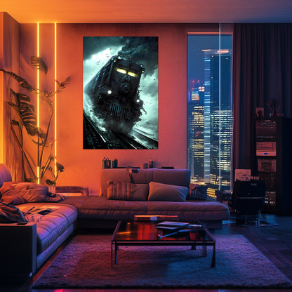 Zombie Train Poster – The Grim Hauler | Awe-Inspiring Wall Art for Sci-Fi & Fantasy Train Enthusiasts | Unique and Exclusive Artwork