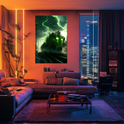 Zombie Train Poster – Wraithstorm Oppressor | Awe-Inspiring Wall Art for Sci-Fi & Fantasy Train Enthusiasts | Unique and Exclusive Artwork