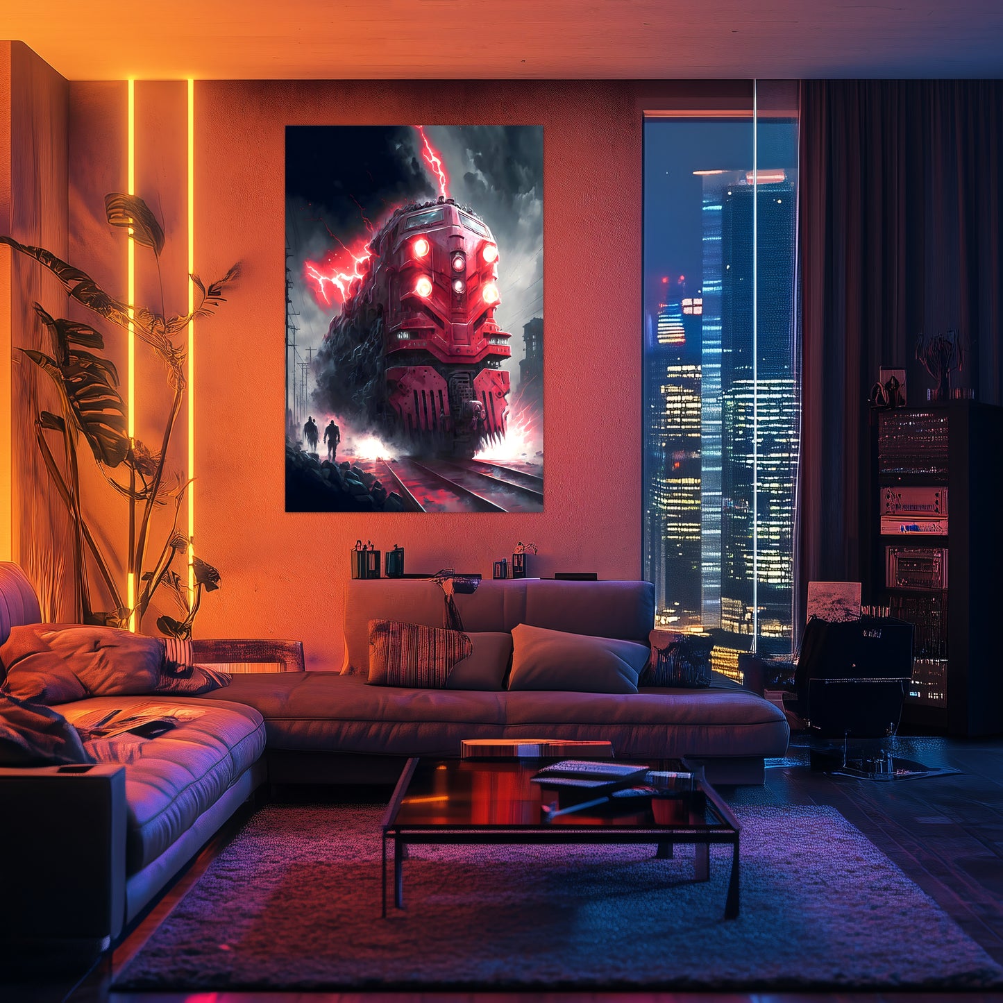 Wasteland Train Poster – Crimson Maelstrom | Awe-Inspiring Wall Art for Sci-Fi & Fantasy Train Enthusiasts | Unique and Exclusive Artwork