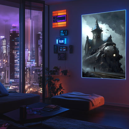 Fantasy Train Poster – Darkmist Phantom | Awe-Inspiring Wall Art for Sci-Fi & Fantasy Train Enthusiasts | Unique and Exclusive Artwork