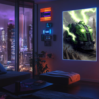 Zombie Train Poster – Shadowbane Revenant | Awe-Inspiring Wall Art for Sci-Fi & Fantasy Train Enthusiasts | Unique and Exclusive Artwork