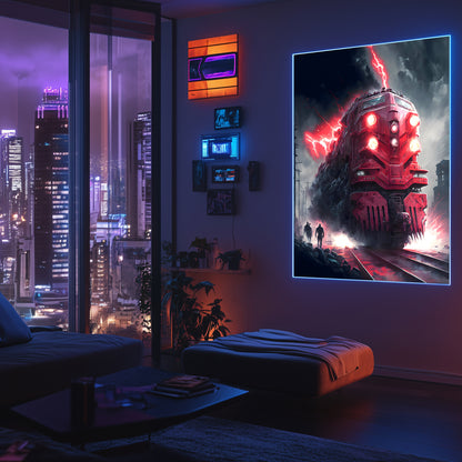 Wasteland Train Poster – Crimson Maelstrom | Awe-Inspiring Wall Art for Sci-Fi & Fantasy Train Enthusiasts | Unique and Exclusive Artwork