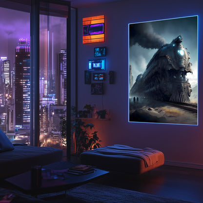 Dystopia Train Poster – Titanforge Paladin | Awe-Inspiring Wall Art for Sci-Fi & Fantasy Train Enthusiasts | Unique and Exclusive Artwork