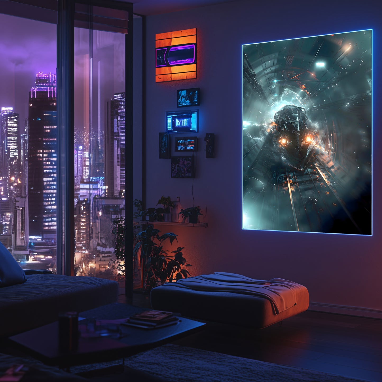 Cyberpunk Train Poster – Nightblade Crusader | Awe-Inspiring Wall Art for Sci-Fi & Fantasy Train Enthusiasts | Unique and Exclusive Artwork
