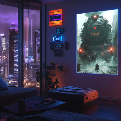 Dystopia Train Poster – Iron Predator | Awe-Inspiring Wall Art for Sci-Fi & Fantasy Train Enthusiasts | Unique and Exclusive Artwork