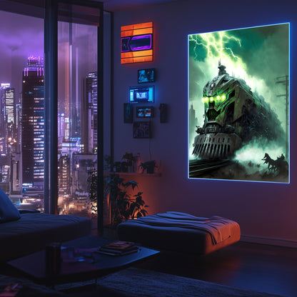 Zombie Train Poster – Hellforge Executor | Awe-Inspiring Wall Art for Sci-Fi & Fantasy Train Enthusiasts | Unique and Exclusive Artwork