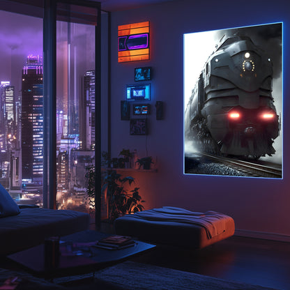Dystopia Train Poster – Grimbringer Thunderclad | Awe-Inspiring Wall Art for Sci-Fi & Fantasy Train Enthusiasts | Unique and Exclusive Artwork