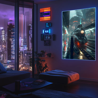 Dystopia Train Poster – Solarwind Express | Awe-Inspiring Wall Art for Sci-Fi & Fantasy Train Enthusiasts | Unique and Exclusive Artwork