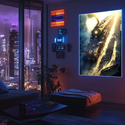 Steampunk Train Poster – Behemoth Boy | Awe-Inspiring Wall Art for Sci-Fi & Fantasy Train Enthusiasts | Unique and Exclusive Artwork