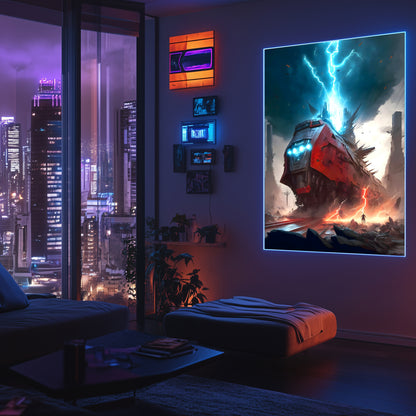 Wasteland Train Poster – Abaddon’s Wrath | Awe-Inspiring Wall Art for Sci-Fi & Fantasy Train Enthusiasts | Unique and Exclusive Artwork