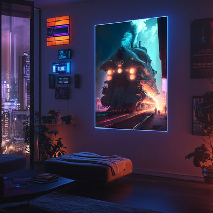 Cyberpunk Train Poster – Chromeshell Nightcrawler | Awe-Inspiring Wall Art for Sci-Fi & Fantasy Train Enthusiasts | Unique and Exclusive Artwork