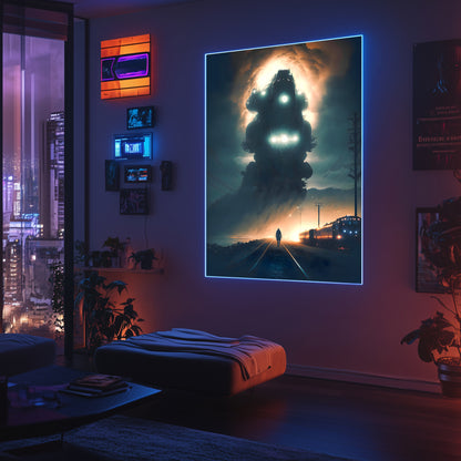 Post-Apocalyptic Train Poster – The Unyielding Monolith | Awe-Inspiring Wall Art for Sci-Fi & Fantasy Train Enthusiasts | Unique and Exclusive Artwork