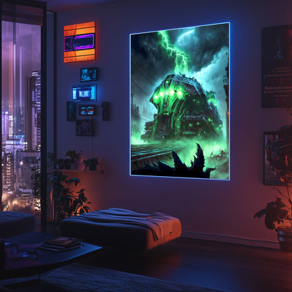 Zombie Train Poster – The Warp Architect | Awe-Inspiring Wall Art for Sci-Fi & Fantasy Train Enthusiasts | Unique and Exclusive Artwork