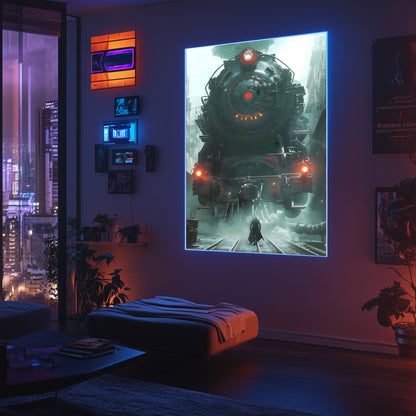Dystopia Train Poster – Iron Predator | Awe-Inspiring Wall Art for Sci-Fi & Fantasy Train Enthusiasts | Unique and Exclusive Artwork
