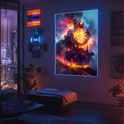 Steampunk Train Poster – Eternal Engine | Awe-Inspiring Wall Art for Sci-Fi & Fantasy Train Enthusiasts | Unique and Exclusive Artwork