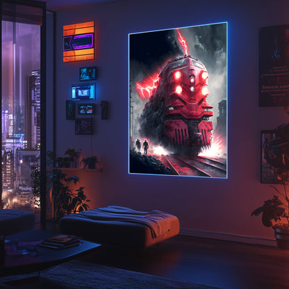 Wasteland Train Poster – Crimson Maelstrom | Awe-Inspiring Wall Art for Sci-Fi & Fantasy Train Enthusiasts | Unique and Exclusive Artwork