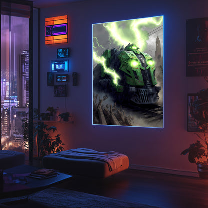 Zombie Train Poster – Shadowbane Revenant | Awe-Inspiring Wall Art for Sci-Fi & Fantasy Train Enthusiasts | Unique and Exclusive Artwork