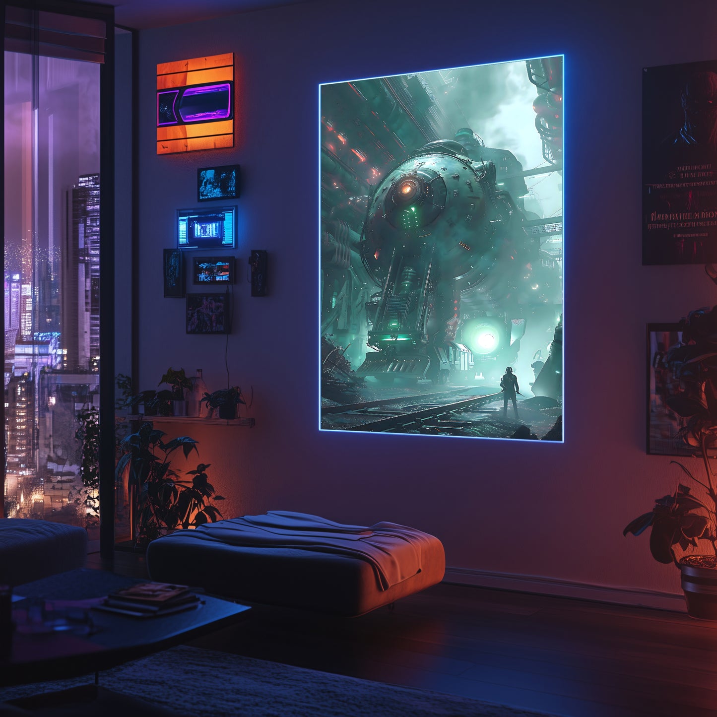 Cyberpunk Train Poster – Epitome One | Awe-Inspiring Wall Art for Sci-Fi & Fantasy Train Enthusiasts | Unique and Exclusive Artwork