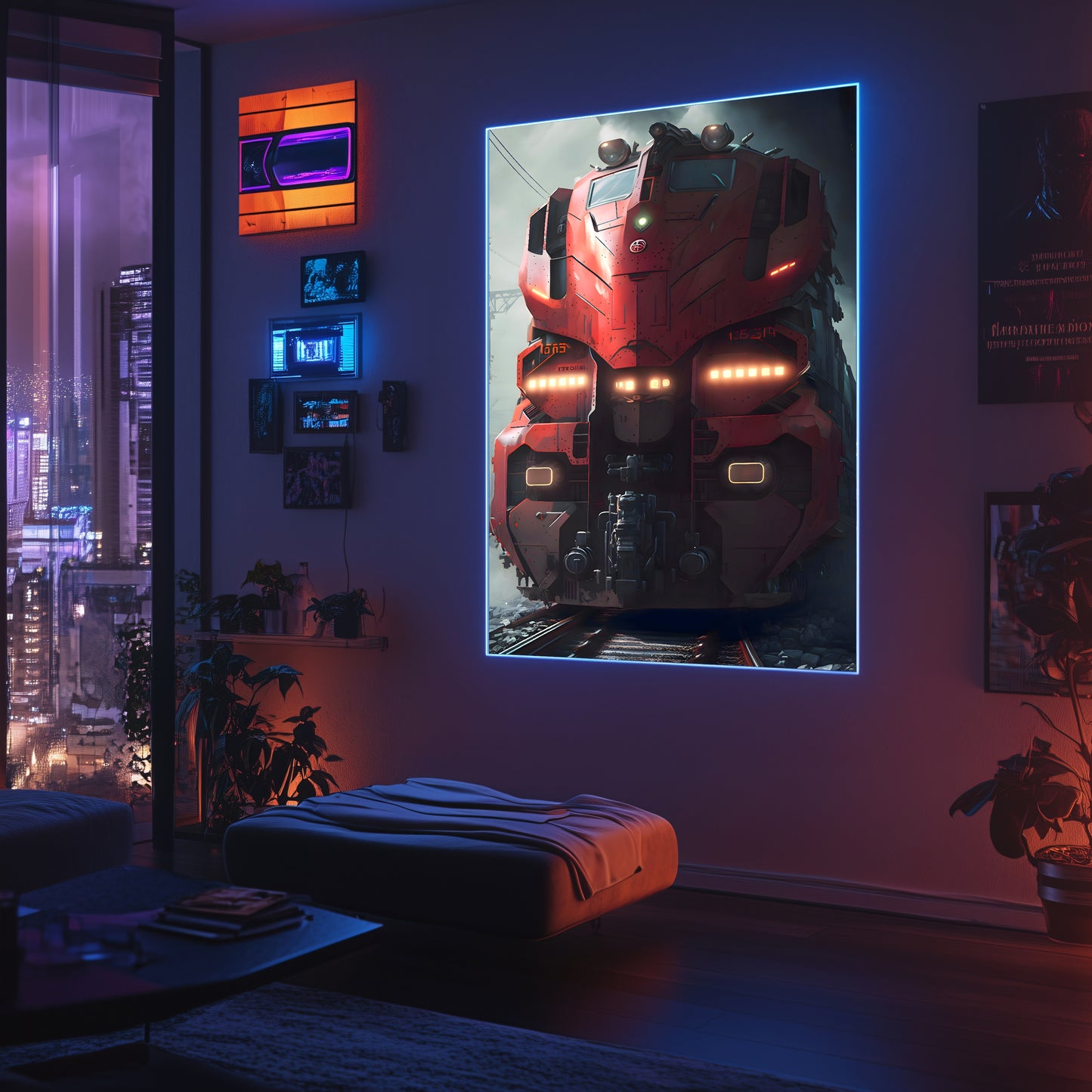 Diesel Train Poster – Crimson Thunderclad | Awe-Inspiring Wall Art for Sci-Fi & Fantasy Train Enthusiasts | Unique and Exclusive Artwork