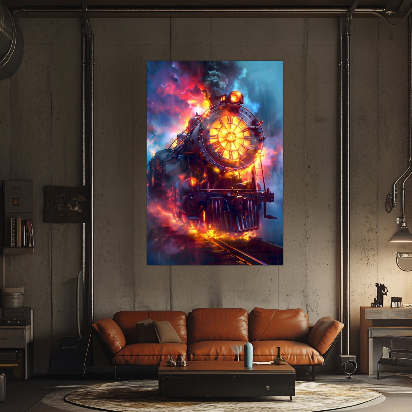 Steampunk Train Poster – Eternal Engine | Awe-Inspiring Wall Art for Sci-Fi & Fantasy Train Enthusiasts | Unique and Exclusive Artwork