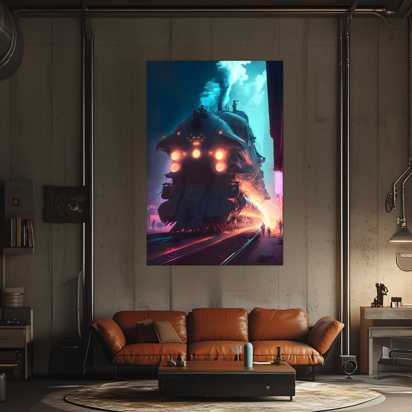 Cyberpunk Train Poster – Chromeshell Nightcrawler | Awe-Inspiring Wall Art for Sci-Fi & Fantasy Train Enthusiasts | Unique and Exclusive Artwork