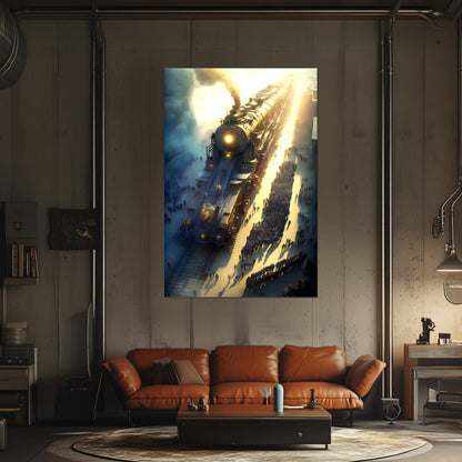Steampunk Train Poster – Behemoth Boy | Awe-Inspiring Wall Art for Sci-Fi & Fantasy Train Enthusiasts | Unique and Exclusive Artwork