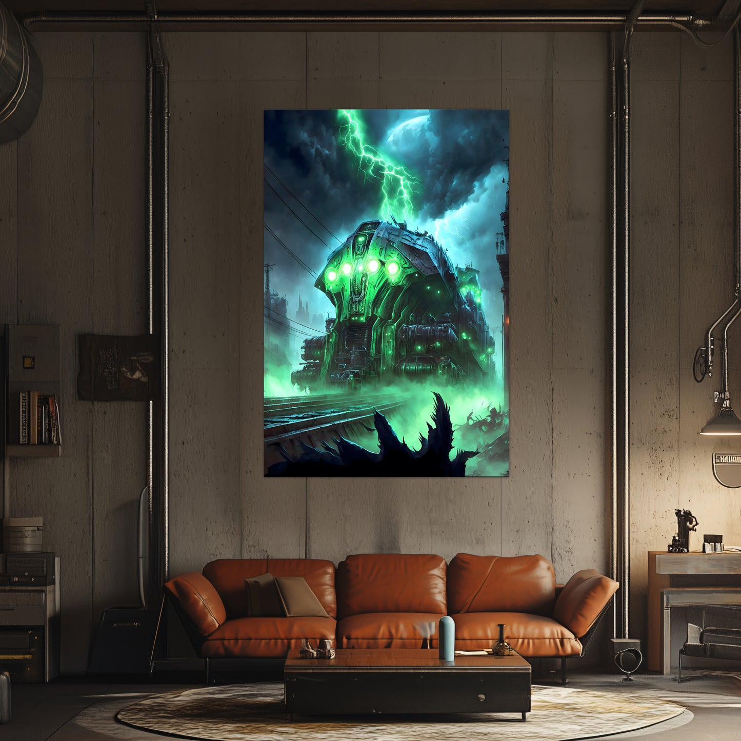 Zombie Train Poster – The Warp Architect | Awe-Inspiring Wall Art for Sci-Fi & Fantasy Train Enthusiasts | Unique and Exclusive Artwork