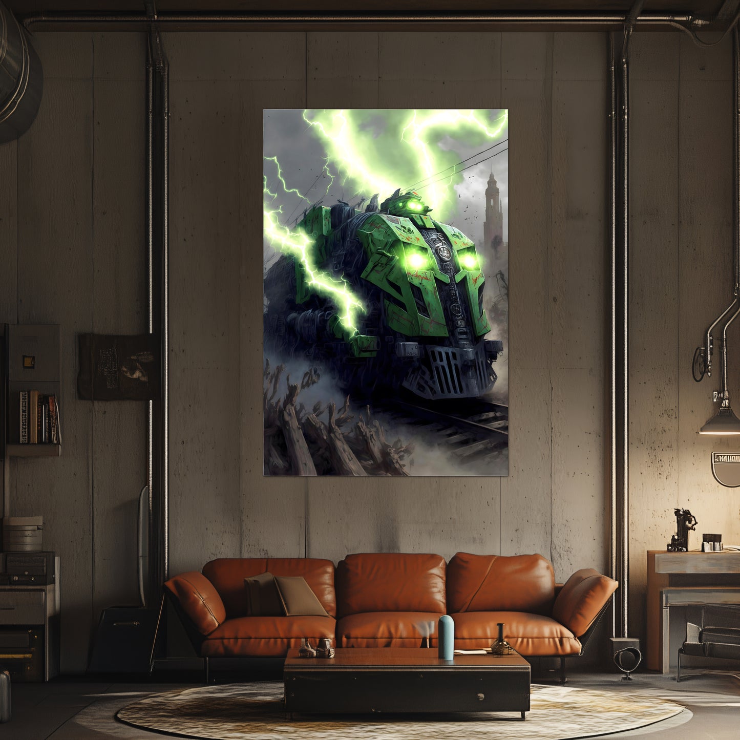 Zombie Train Poster – Shadowbane Revenant | Awe-Inspiring Wall Art for Sci-Fi & Fantasy Train Enthusiasts | Unique and Exclusive Artwork