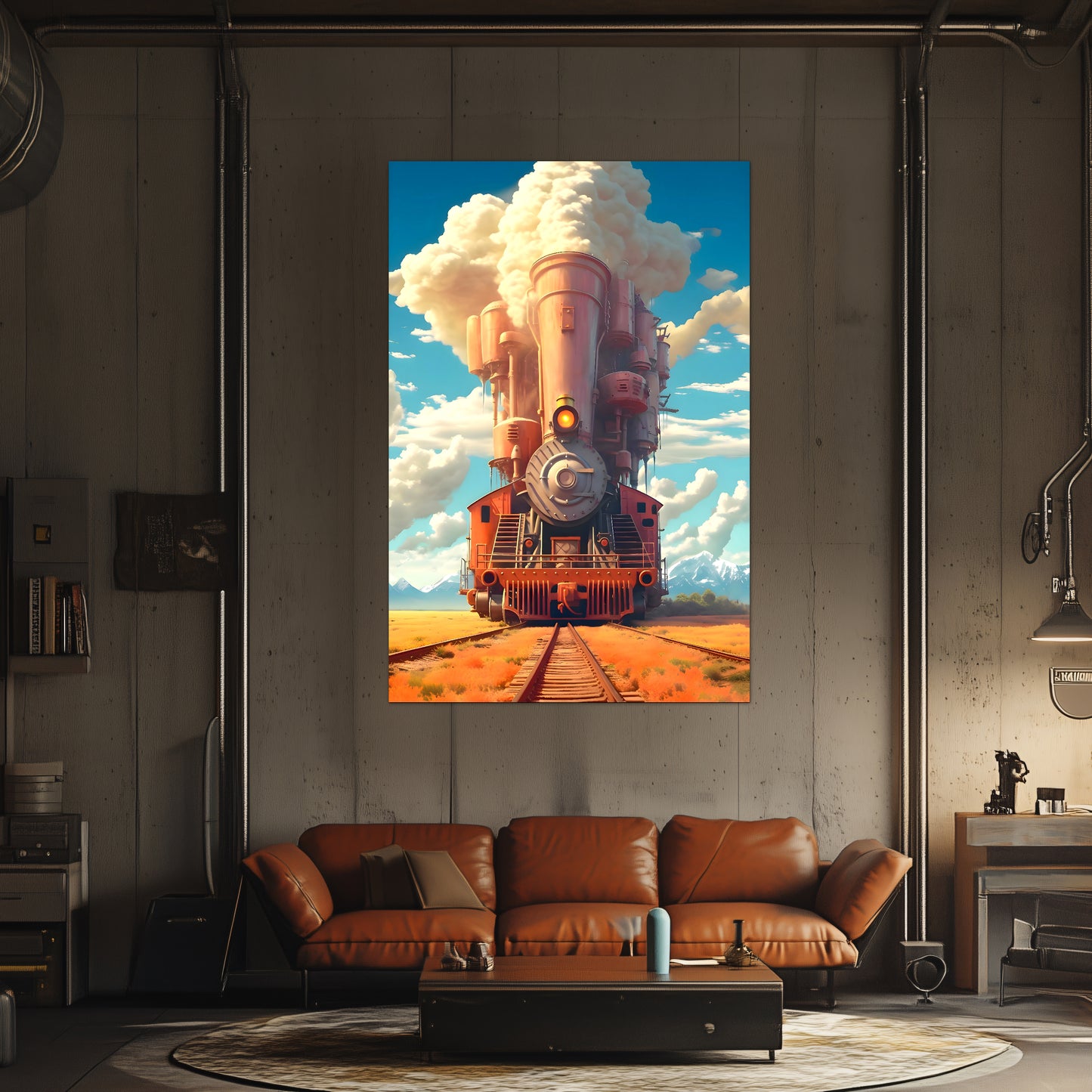 Steampunk Train Poster – Buffalo | Awe-Inspiring Wall Art for Sci-Fi & Fantasy Train Enthusiasts | Unique and Exclusive Artwork