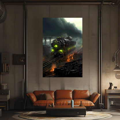 Zombie Train Poster – Dreadcrave Collector | Awe-Inspiring Wall Art for Sci-Fi & Fantasy Train Enthusiasts | Unique and Exclusive Artwork
