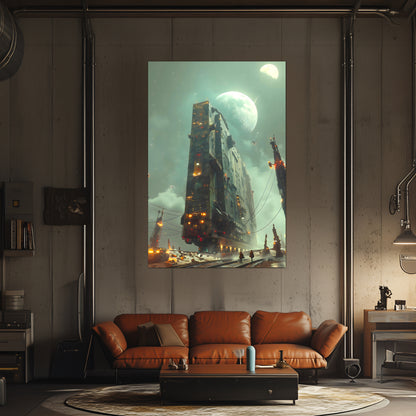 Dystopia Train Poster – The Moonbringer | Awe-Inspiring Wall Art for Sci-Fi & Fantasy Train Enthusiasts | Unique and Exclusive Artwork