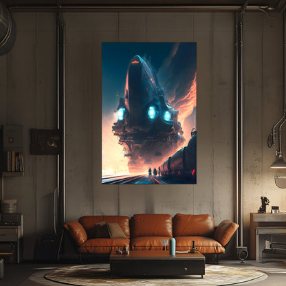 Cyberpunk Train Poster – Hyperion Elysian Metrocore | Awe-Inspiring Wall Art for Sci-Fi & Fantasy Train Enthusiasts | Unique and Exclusive Artwork